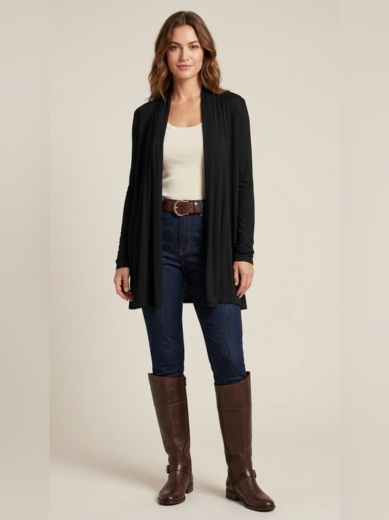 The Row Sweaters - The Row Knightsbridge Quiet Luxury Open Front Cardigan in Black (Size Large)